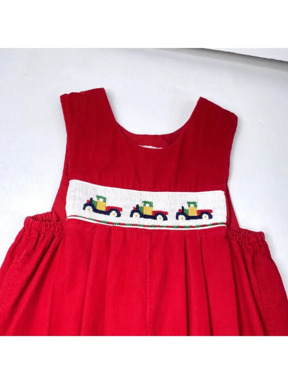 Vintage House of Hatten Color Block Farm Truck Smocked Longalls Romper 18m